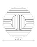 MESA RIPADA C/ GIRATÓRIO EMBUTIDO Ø 1,80 METROS