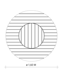 MESA RIPADA C/ GIRATÓRIO EMBUTIDO Ø 1,60 METROS
