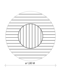 MESA RIPADA C/ GIRATÓRIO EMBUTIDO Ø 1,80 METROS