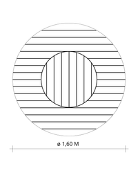 MESA RIPADA C/ GIRATÓRIO EMBUTIDO Ø 1,60 METROS