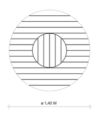 MESA RIPADA C/ GIRATÓRIO EMBUTIDO Ø 1,40 METROS